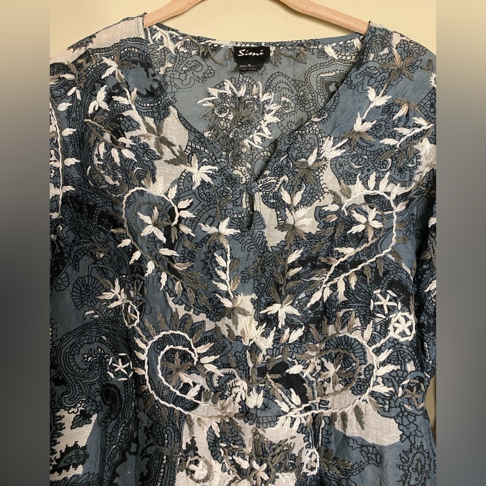 Sivani Black and White Cotton Tunic L